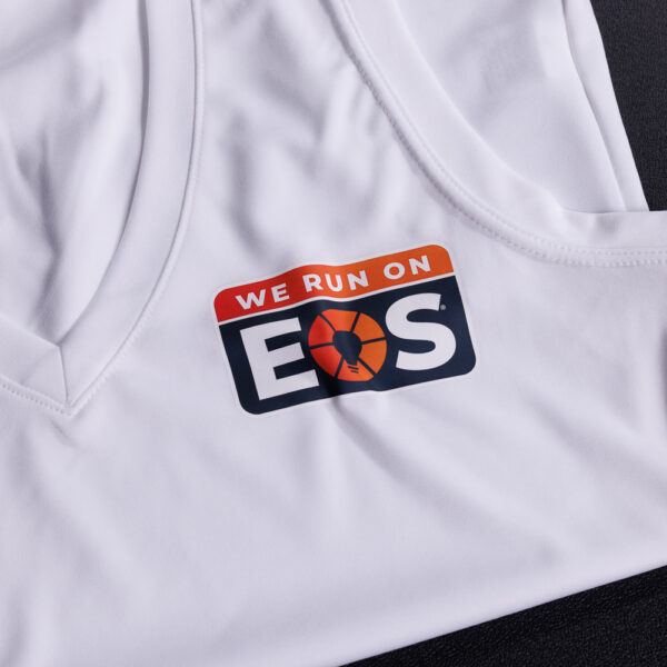 We Run On EOS Womens Sport-Tek Sleeveless V-neck Tank - Image 2